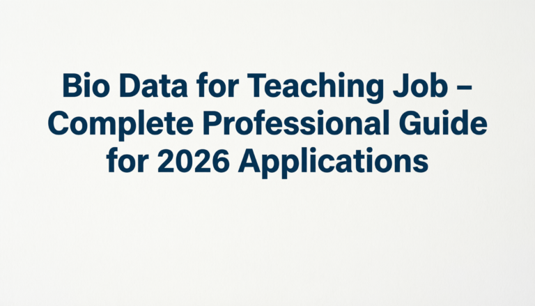 Bio Data for Teaching Job