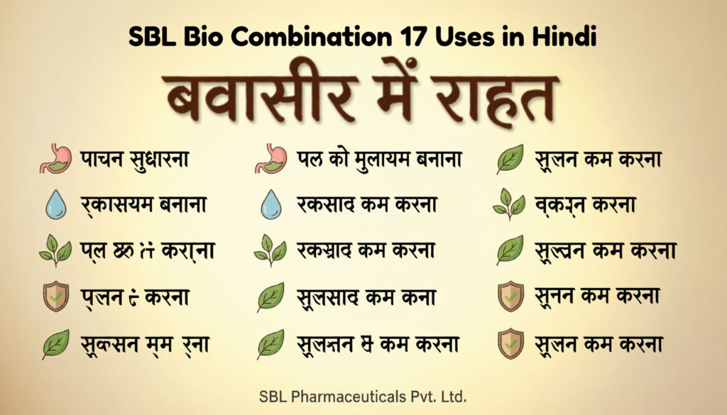 sbl bio combination 17 uses in hindi – बवासीर में राहत