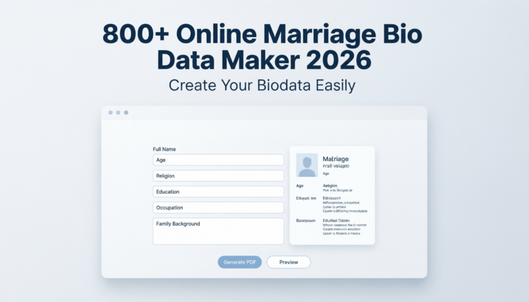 800+ Online Marriage Bio Data Maker 2026: Create Your Biodata Easily