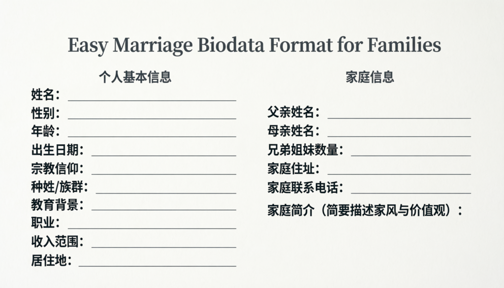 Easy Marriage Biodata Format for Families
