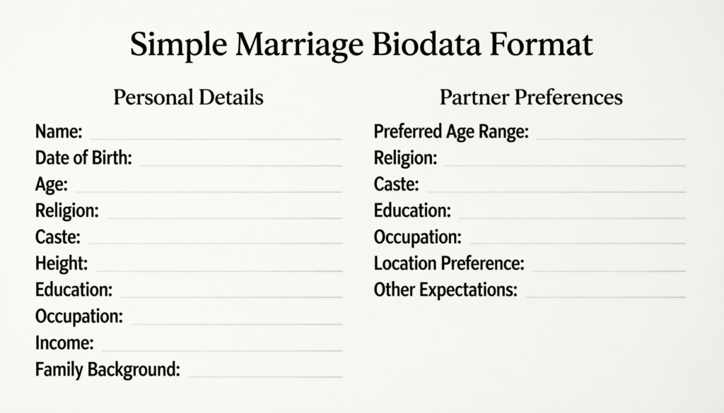 Simple Marriage Biodata Format